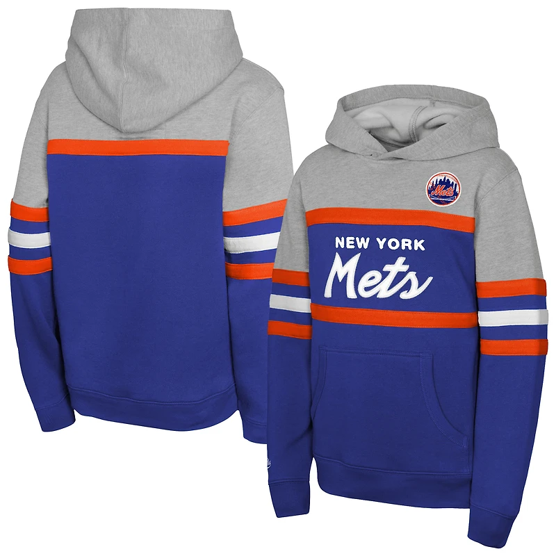 Youth Mitchell & Ness Royal/Grey New York Mets Cooperstown Head Coach Pullover Hoodie
