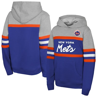Youth Mitchell & Ness Royal/Grey New York Mets Cooperstown Head Coach Pullover Hoodie