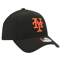 Youth New Era  Black New York Mets Cooperstown Logo 9FORTY A-Frame Adjustable Hat
