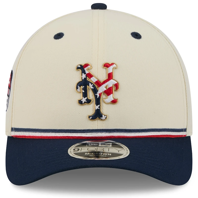 Casquette ajustable New Era crème/marine New York Mets USA 250 9FORTY M-Crown pour jeunes
