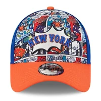 Casquette ajustable New Era 9FORTY pour jeunes New York Mets, bleu royal/orange, week-end des joueurs de la MLB 2025