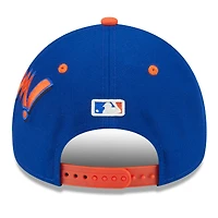 Casquette ajustable New Era 9FORTY pour jeunes New York Mets, bleu royal/orange, week-end des joueurs de la MLB 2025