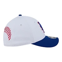 Casquette New Era Flex blanche/bleu roi des Mets de New York, modèle 39THIRTY M-Crown, pour jeunes