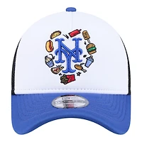 Casquette trucker ajustable New Era blanche/bleu roi New York Mets Food A-Frame 9FORTY pour jeunes