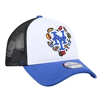 Youth New Era White/Royal New York Mets Food A-Frame 9FORTY Trucker Adjustable Hat