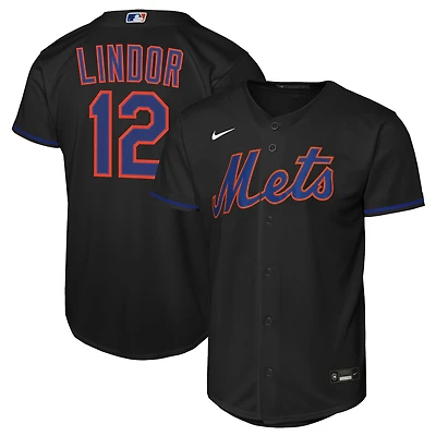 Youth Nike Francisco Lindor Black New York Mets Alternate Replica 2.0 Player Jersey