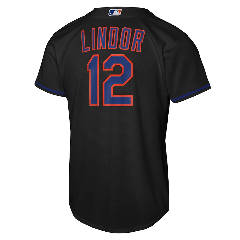 Maillot réplique alternatif noir Nike Francisco Lindor des Mets de New York pour jeunes