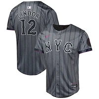 Maillot de joueur Nike Francisco Lindor Graphite New York Mets 2024 City Connect Limited pour jeune