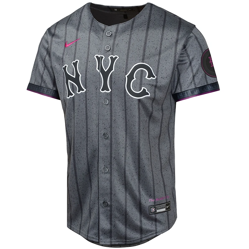 Maillot de joueur Nike Francisco Lindor Graphite New York Mets 2024 City Connect Limited pour jeune
