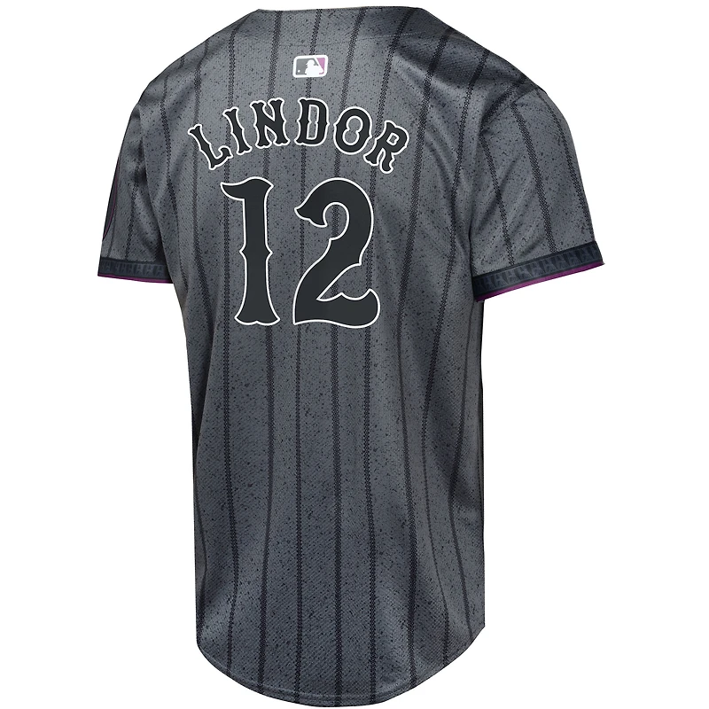 Maillot de joueur Nike Francisco Lindor Graphite New York Mets 2024 City Connect Limited pour jeune