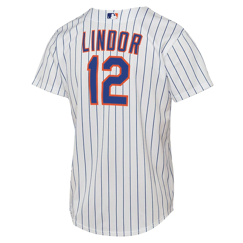 Maillot de joueur Nike Francisco Lindor blanc New York Mets Home Replica 2.0 pour jeune