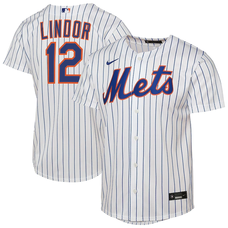 Maillot réplique domicile Nike Francisco Lindor blanc des Mets de New York pour enfant