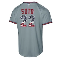 Youth Nike Juan Soto Gray New York Mets USA 250 Fourth of July Road Replica Jersey