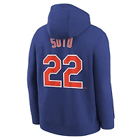 Sweat à capuche Nike Juan Soto Royal New York Mets Performance avec nom et numéro pour jeune
