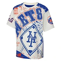 T-shirt à imprimé intégral audacieux des meilleurs joueurs Mets de New York, couleur crème, pour jeunes la ligue majeure