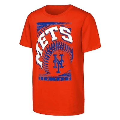 T-shirt de baseball orange Outerstuff pour jeunes, modèle New York Mets Speed Pitch.