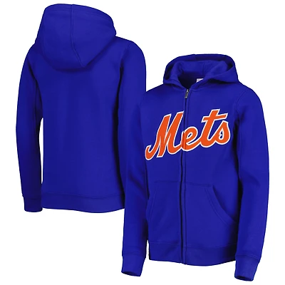 Sweat à capuche zippé en polaire pour jeunes, logo Royal New York Mets