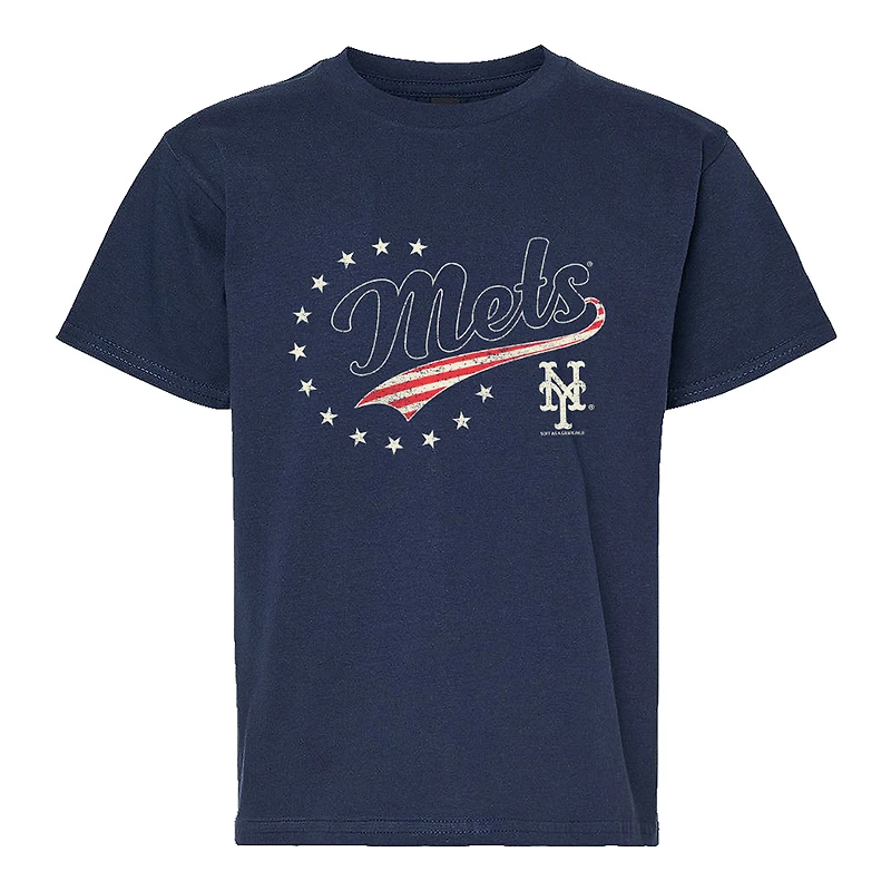 T-shirt américain New York Mets bleu marine pour jeunes, doux comme un raisin