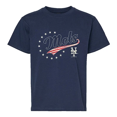 T-shirt américain New York Mets bleu marine pour jeunes, doux comme un raisin