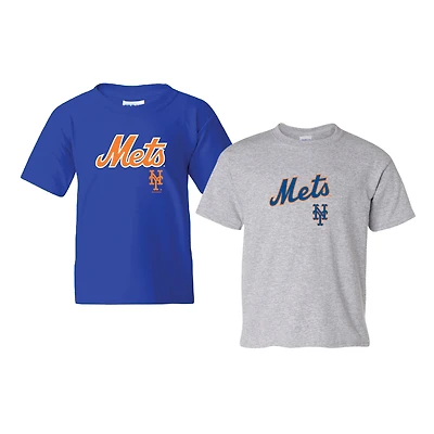 Youth Soft as a Grape  Royal/Heather Gray New York Mets 2-Pack Logo T-Shirt Set