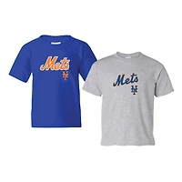 Youth Soft as a Grape  Royal/Heather Gray New York Mets 2-Pack Logo T-Shirt Set