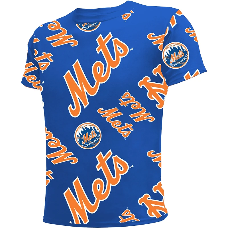 T-shirt Stitches Royal New York Mets Allover Team pour jeune