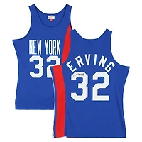 Maillot Swingman Mitchell & Ness bleu dédicacé par Julius « Dr. J » Erving des New York Nets, 1973-1974