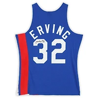 Maillot Swingman Mitchell & Ness bleu dédicacé par Julius « Dr. J » Erving des New York Nets, 1973-1974