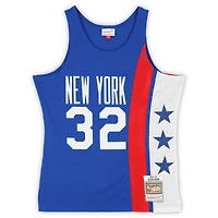 Maillot Swingman Mitchell & Ness bleu dédicacé par Julius « Dr. J » Erving des New York Nets, 1973-1974