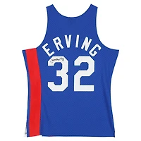Maillot Swingman Mitchell & Ness bleu dédicacé par Julius « Dr. J » Erving des New York Nets, 1973-1974