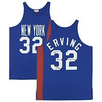 Maillot authentique dédicacé Mitchell & Ness 1973-74 bleu New York Nets de Julius Erving avec inscription « 3x ABA MVP »