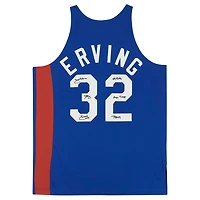 Maillot authentique dédicacé Mitchell & Ness 1973-74 bleu New York Nets de Julius Erving avec inscription « ABA All-Time Team »