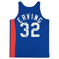 Maillot Swingman Mitchell & Ness 1973-74 bleu dédicacé par Julius Erving des New York Nets avec inscription « 3x ABA MVP »