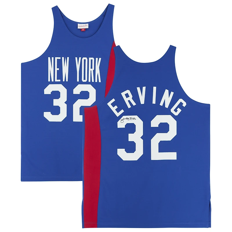 Maillot authentique Mitchell & Ness Hardwood Classics dédicacé par Julius Erving des New York Nets