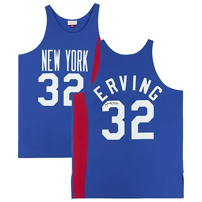Maillot authentique Mitchell & Ness Hardwood Classics dédicacé par Julius Erving des New York Nets