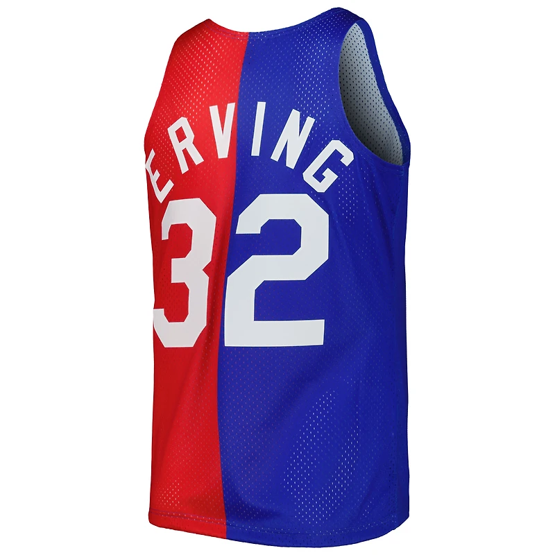 Maillot Homme Mitchell & Ness Julius Erving Bleu/Rouge Hardwood Classics 1973/74 Split Swingman