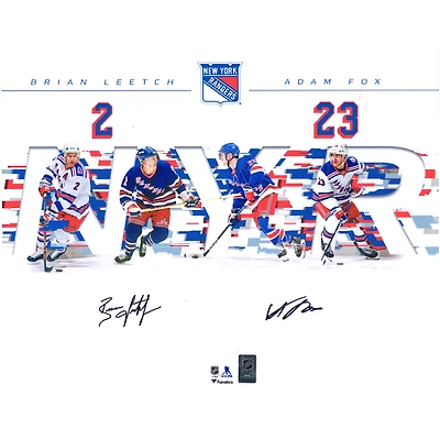 Photo double signée par Adam Fox et Brian Leetch, joueurs des New York Rangers (16" x 20")