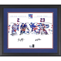 Photographie encadrée signée Adam Fox et Brian Leetch des Rangers de New York 16" x 20"
