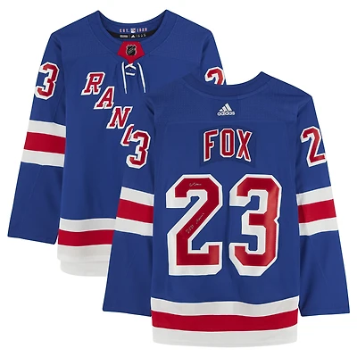 Maillot adidas authentique dédicacé par Adam Fox des New York Rangers bleu avec inscription « 2021 Norris »