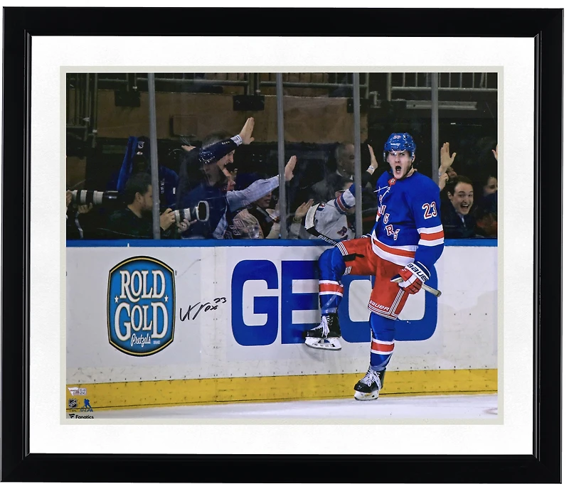 Adam Fox New York Rangers Autographed 16" x 20" Blue Jersey Goal Celebration Photograph
