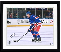 Adam Fox New York Rangers Autographed 16'' x 20'' Blue Jersey with Puck Photograph