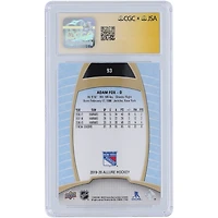 Carte de recrue autographiée 2019-20 Upper Deck Allure #93 des New York Rangers par Adam Fox, fanatiques de CGC, authentifiée et témoin de la carte Auto 10