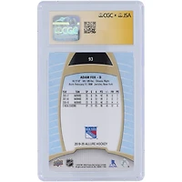 Carte de recrue authentifiée 2019-20 Upper Deck Allure #93 autographiée par Adam Fox des Rangers de New York, présentée par des fanatiques de CGC