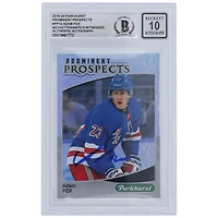 Carte de recrue numéro 10 autographiée par Adam Fox des Rangers de New York 2019-20 Upper Deck Parkhurst Prominent Prospects #PP-14 Beckett Fanatics Witnessed Authenticated