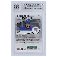 Carte de recrue numéro 10 autographiée par Adam Fox des Rangers de New York 2019-20 Upper Deck Parkhurst Prominent Prospects #PP-14 Beckett Fanatics Witnessed Authenticated