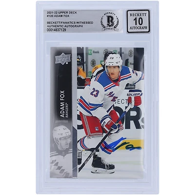 Adam Fox New York Rangers Autographié 2021-22 Upper Deck Série 1 #120 Beckett Fanatics Witnessed Authenticated 10 Card