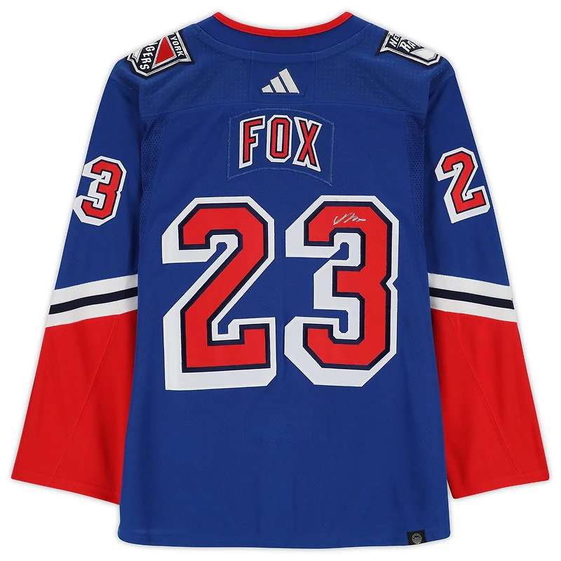 Maillot authentique Adidas Reverse Retro autographié par Adam Fox des Rangers de New York 2022-23