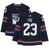 Maillot authentique adidas alternatif bleu marine 2023-24 autographié par Adam Fox des New York Rangers
