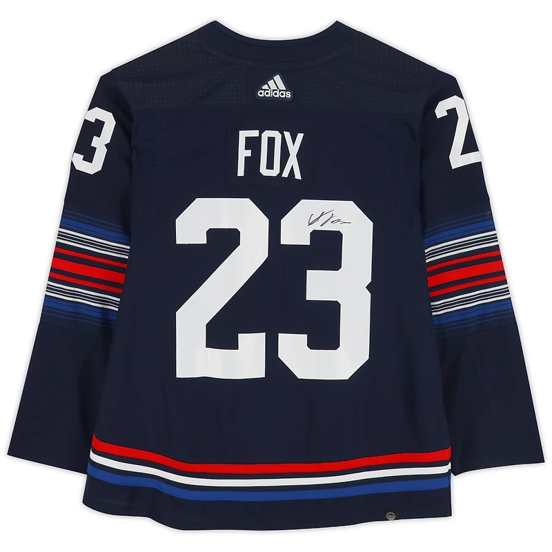 Maillot authentique adidas alternatif bleu marine 2023-24 autographié par Adam Fox des New York Rangers