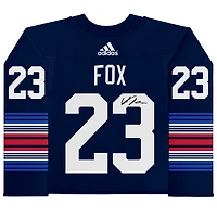 Maillot authentique adidas alternatif bleu marine 2023-24 autographié par Adam Fox des New York Rangers